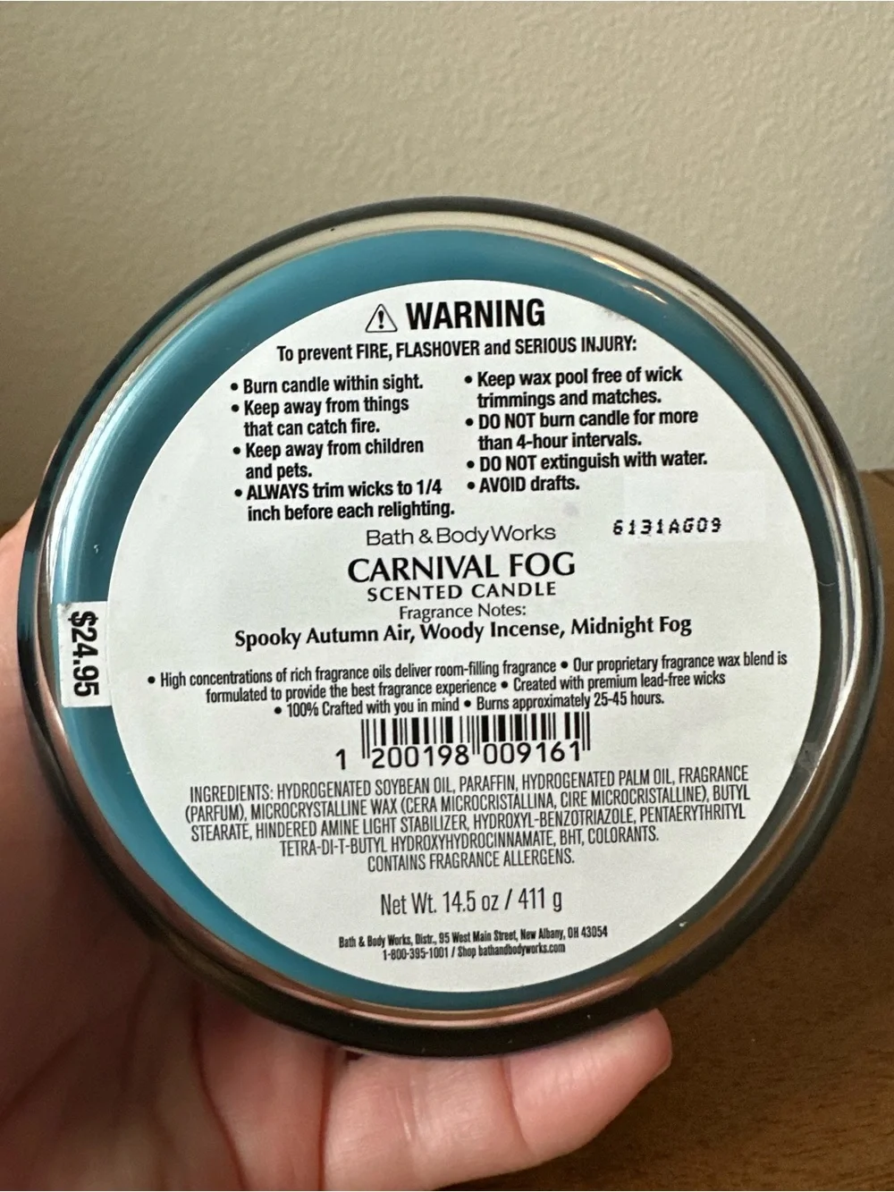 NEW Bath & Body Works CARNIVAL FOG 3 wick Candle NEW